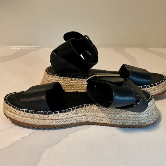 EOS Larah Wedge Espadrille Platform Black Sandal Size 8.5 (39) - Picture 8 of 16